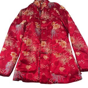 Newport News Easy Style Chinese-Inspired Red Floral Jacket Size 12